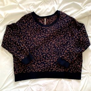 Free People Cheetah Boxy Sweater